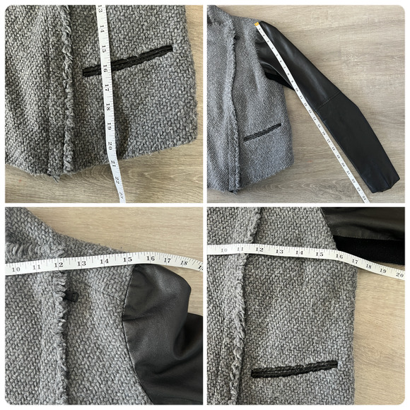 Vince Boucle Scuba Jacket with Leather Sleeves Size XS - Picture 10 of 10